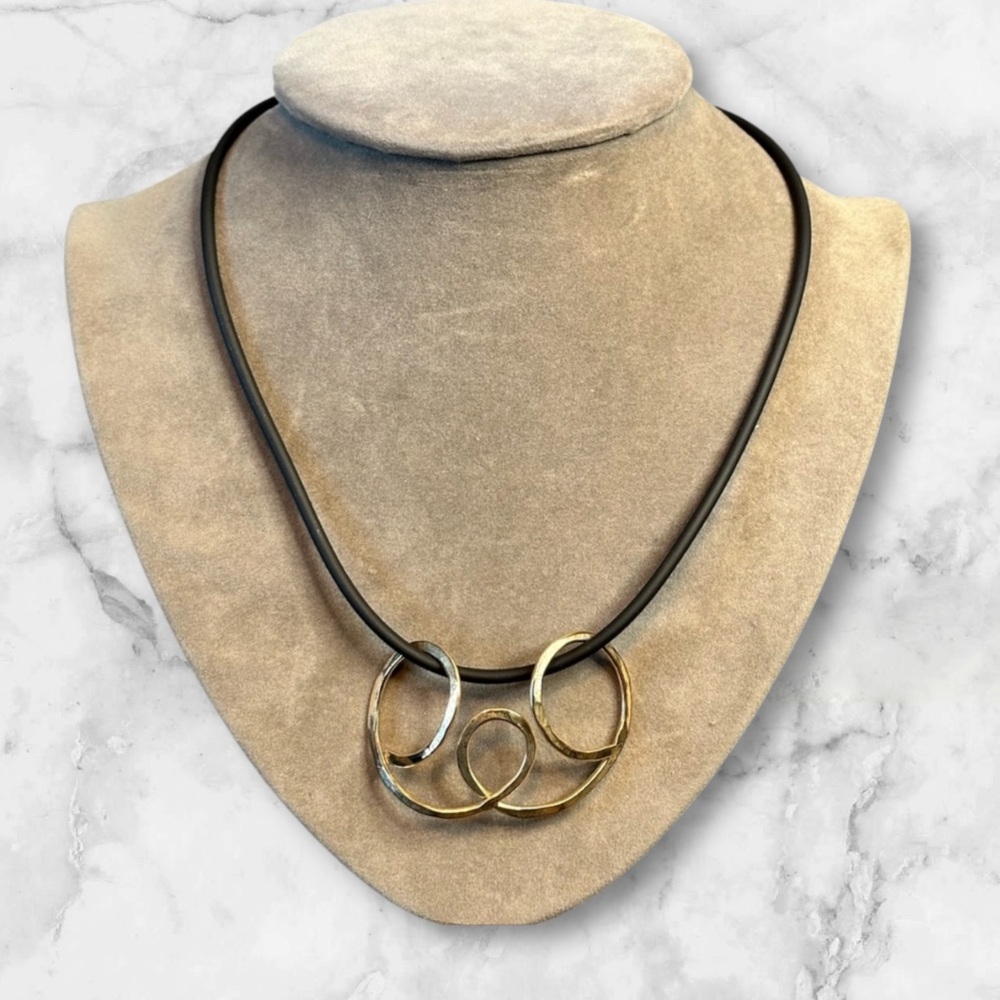 Vintage MoonBeams artisan made gold filled statement necklace 14 inches